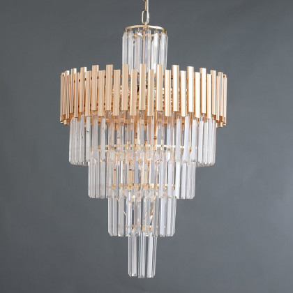 HMR - Tierizo Modern Tapered Tiered Crystal Chandelier 18-Light in Gold