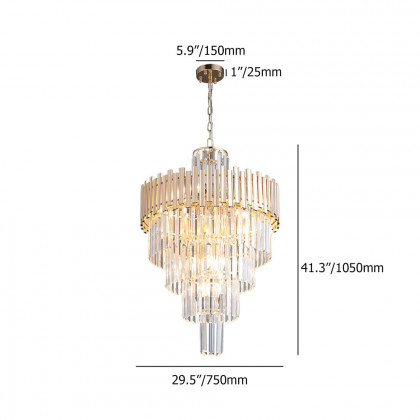 HMR - Tierizo Modern Tapered Tiered Crystal Chandelier 18-Light in Gold