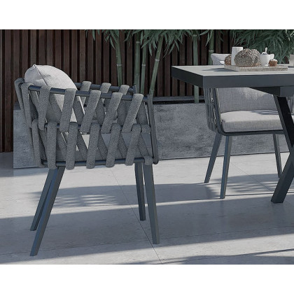 HMR - Hand Woven Rope Outdoor Patio Dining Chair with Cushions (Set of 2)