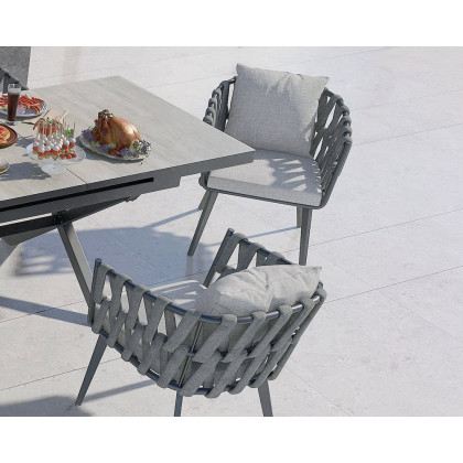 HMR - Hand Woven Rope Outdoor Patio Dining Chair with Cushions (Set of 2)