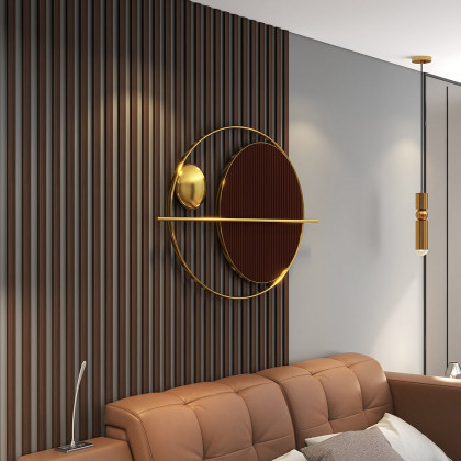 HMR - Modern Oval Geometric Metal Wall Decor Art Brown Metal Hanging Accents For Living Room