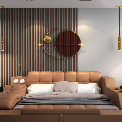 HMR - Modern Oval Geometric Metal Wall Decor Art Brown Metal Hanging Accents For Living Room