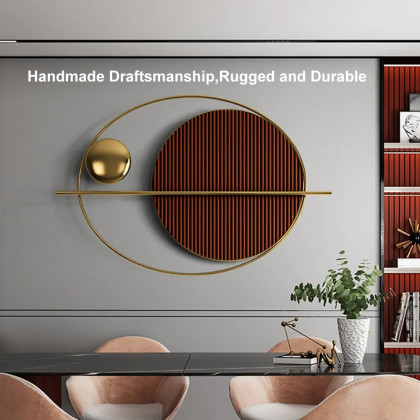 HMR - Modern Oval Geometric Metal Wall Decor Art Brown Metal Hanging Accents For Living Room