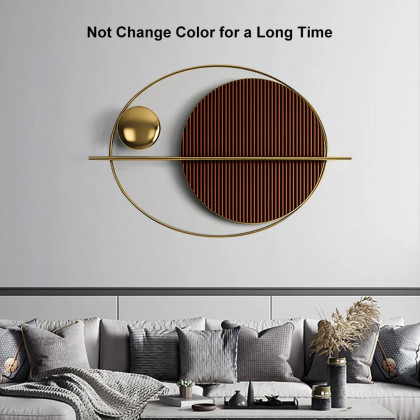 HMR - Modern Oval Geometric Metal Wall Decor Art Brown Metal Hanging Accents For Living Room