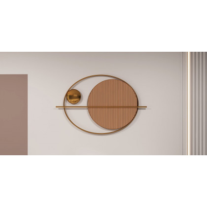 HMR - Modern Oval Geometric Metal Wall Decor Art Brown Metal Hanging Accents For Living Room