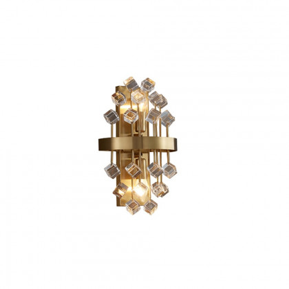 HMR - Disdal Light Luxury Crystal Wall Light with Gold Back Plate for Entryway