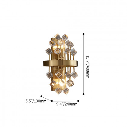 HMR - Disdal Light Luxury Crystal Wall Light with Gold Back Plate for Entryway