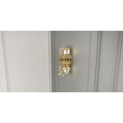 HMR - Disdal Light Luxury Crystal Wall Light with Gold Back Plate for Entryway