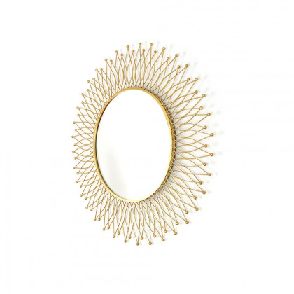 HMR - Modern & Luxury Round Gold Sun Metal Wall Mirror Decorative Art
