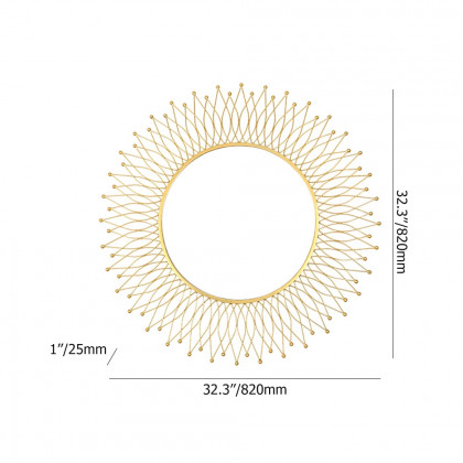 HMR - Modern & Luxury Round Gold Sun Metal Wall Mirror Decorative Art