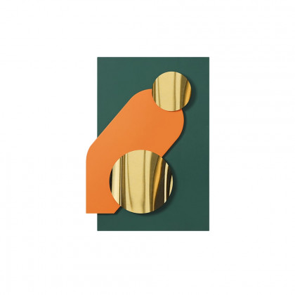 HMR - Artard 26.8" Modern Metal Wall Decor Art in Green & Gold with Overlapping Geometric