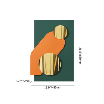 HMR - Artard 26.8" Modern Metal Wall Decor Art in Green & Gold with Overlapping Geometric