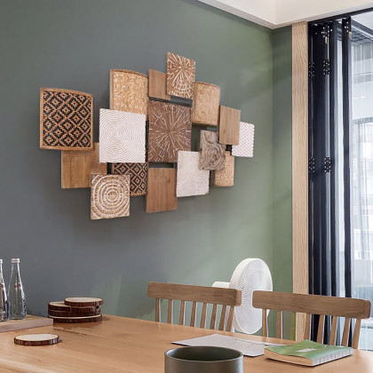 HMR - Japandi Wood Wall Decor Hanging Carved Home Bamboo Wall Art for Living Room