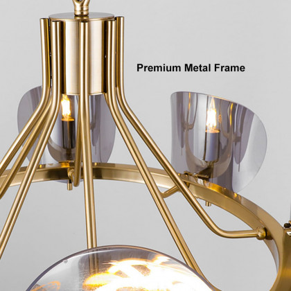 HMR - Modern Wagon Wheel 6-Light Chandelier Acrylic and Steel Frame