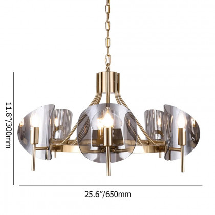 HMR - Modern Wagon Wheel 6-Light Chandelier Acrylic and Steel Frame