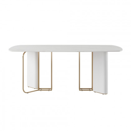 HMR - 70.9" Modern Style Rectangle Sintered Stone Dining Table Seats 6-8 People