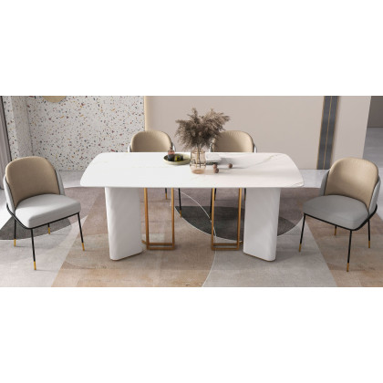 HMR - 70.9" Modern Style Rectangle Sintered Stone Dining Table Seats 6-8 People