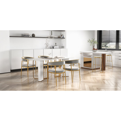 HMR - 70.9" Modern Style Rectangle Sintered Stone Dining Table Seats 6-8 People