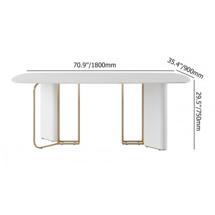 HMR - 70.9" Modern Style Rectangle Sintered Stone Dining Table Seats 6-8 People