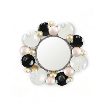 HMR - 28.1" Modern 3D Round Plates Overlapping Metal Wall Mirror for Entryway