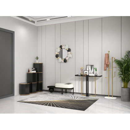 HMR - 28.1" Modern 3D Round Plates Overlapping Metal Wall Mirror for Entryway