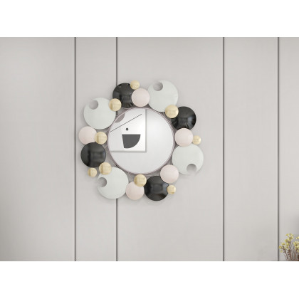 HMR - 28.1" Modern 3D Round Plates Overlapping Metal Wall Mirror for Entryway