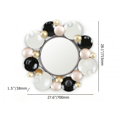HMR - 28.1" Modern 3D Round Plates Overlapping Metal Wall Mirror for Entryway