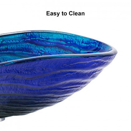 HMR - Multicolor Teardrop-Shaped Bathroom Vessel Sink in Tempered Glass