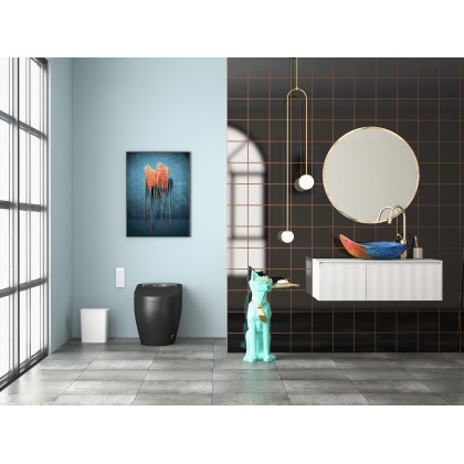 HMR - Multicolor Teardrop-Shaped Bathroom Vessel Sink in Tempered Glass