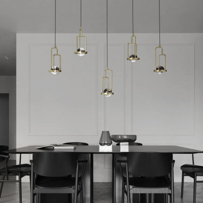 HMR - 5-Light Kitchen Island light Crystal Linear Pendant Light in Gold