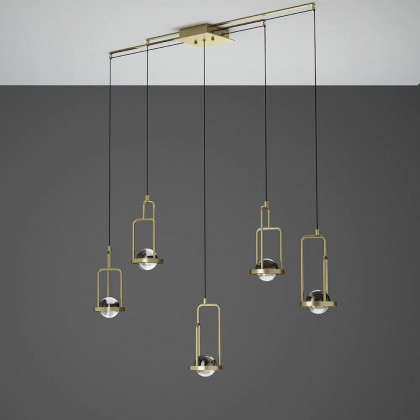 HMR - 5-Light Kitchen Island light Crystal Linear Pendant Light in Gold