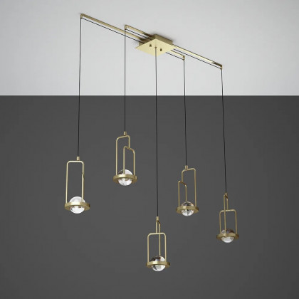 HMR - 5-Light Kitchen Island light Crystal Linear Pendant Light in Gold