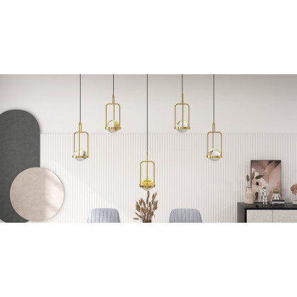 HMR - 5-Light Kitchen Island light Crystal Linear Pendant Light in Gold