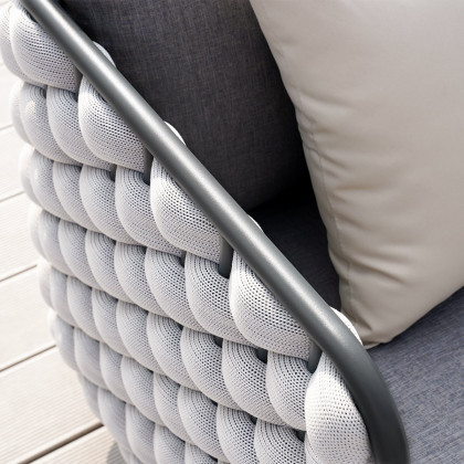 HMR - Martic 4-Pieces Aluminum Rope Outdoor Sofa Set with Faux Marble Coffee Table Cushion Pillow
