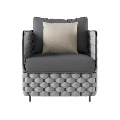 HMR - Martic 4-Pieces Aluminum Rope Outdoor Sofa Set with Faux Marble Coffee Table Cushion Pillow