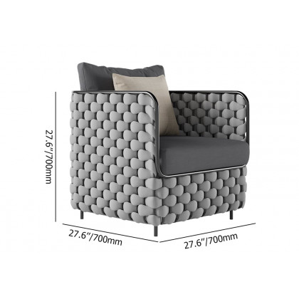 HMR - Martic 4-Pieces Aluminum Rope Outdoor Sofa Set with Faux Marble Coffee Table Cushion Pillow