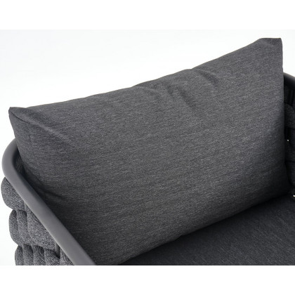 HMR - 27.6" Wide Modern Aluminum & Rope Outdoor Patio Sofa with Cushion in Black
