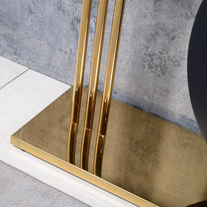 HMR - 55" Post Modern Black Geometry Console Table Sintered Stone Top Stainless Steel Frame