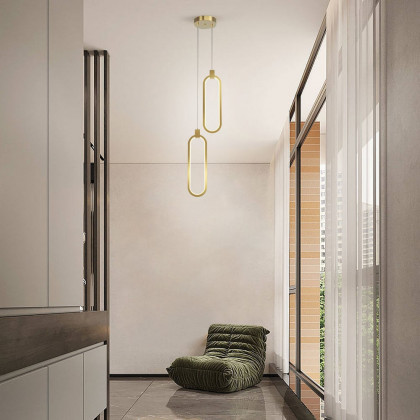 HMR - 2-Light Pendant Light Geometrical Shape Ceiling Light Adjustable Height