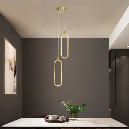 HMR - 2-Light Pendant Light Geometrical Shape Ceiling Light Adjustable Height