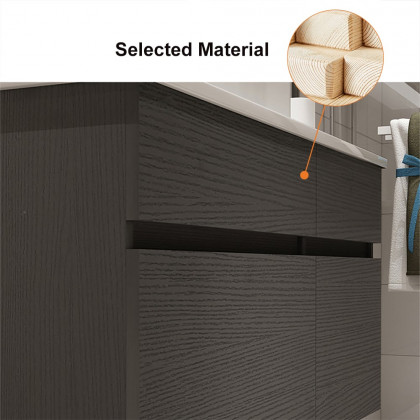 HMR - Modern Floating Bathroom Vanity Set with Faux Marble Top & Double Ceramic with Vessel Sink