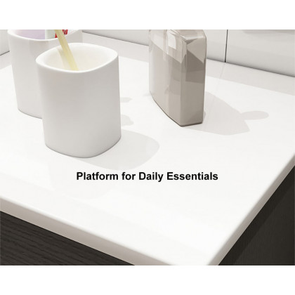HMR - Modern Floating Bathroom Vanity Set with Faux Marble Top & Double Ceramic with Vessel Sink