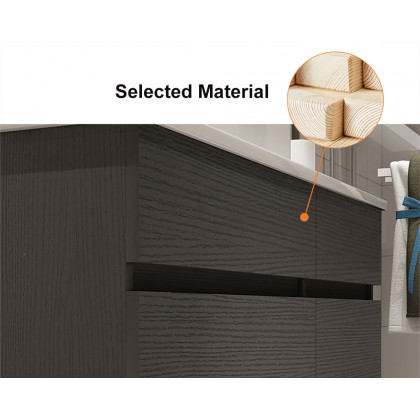 HMR - Modern Floating Bathroom Vanity Set with Faux Marble Top & Double Ceramic with Vessel Sink