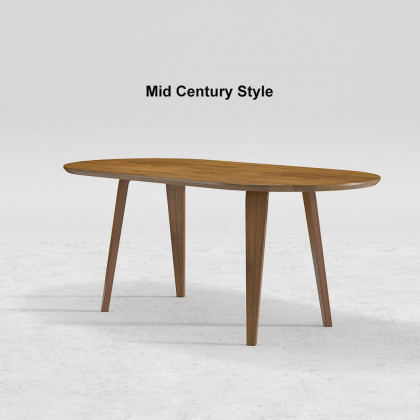 HMR - 63" Mid-Century Modern Oval Wood Dining Table Seats 6 People