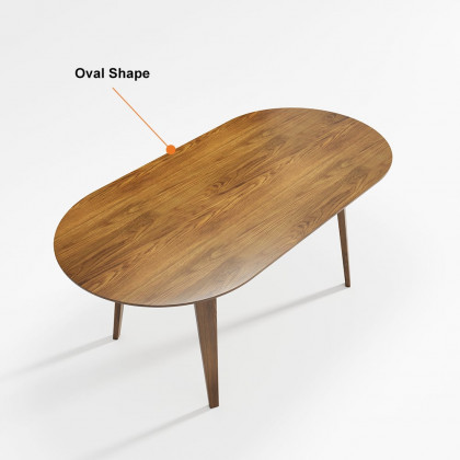 HMR - 63" Mid-Century Modern Oval Wood Dining Table Seats 6 People