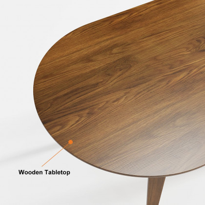 HMR - 63" Mid-Century Modern Oval Wood Dining Table Seats 6 People