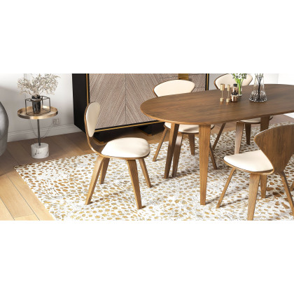 HMR - 63" Mid-Century Modern Oval Wood Dining Table Seats 6 People