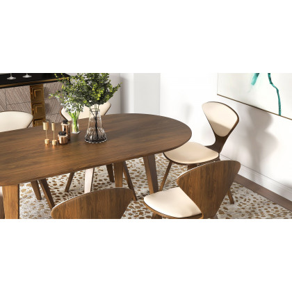 HMR - 63" Mid-Century Modern Oval Wood Dining Table Seats 6 People