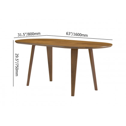 HMR - 63" Mid-Century Modern Oval Wood Dining Table Seats 6 People