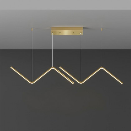 HMR - Minimalist Gold LED Island Light Fixture 2-Light Geometric Kitchen Pendant Light